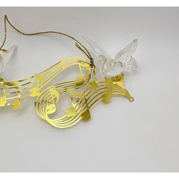 Vintage Doves Musical Notes Christmas Tree Ornament Brass Music Acrylic Birds - Picture 6 of 6